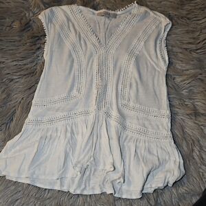 LOFT White Textured Cap Sleeve Blouse